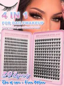 392 PCS DIY Cluster Lashes - 30D Fluffy Volume, 9‑16mm Mixed Length, Natural D‑Curl Individual Lash Extensions, Perfect For Dates & Parties, Must‑Have For Beginners - D - View 4