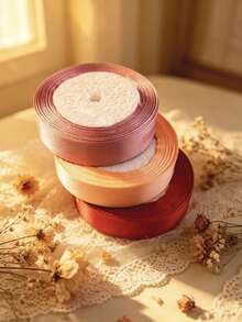 3 Rolls Solid Color Gift Wrapping Ribbon, Suitable For Back To School And Valentine's Day - Multicolor - View 9