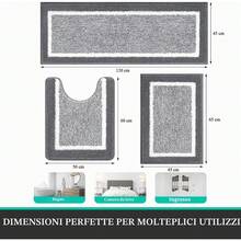 Pauwer Badezimmerteppich-Set, 3-teilig, rutschfester Mikrofaser-Badezimmerteppich, saugfähiger Duschvorleger, maschinenwaschbar, ultraweiche Badezimmermatte und U-förmige Toiletten-Duschmatte. NKWN - Dunkelgrau - Übersicht 2