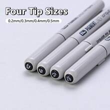 Set Pena Tinta Gambar Garis Halus 3/4 buah, Pena Sketsa Hitam, Ujung 0,2/0,3/0,4/0,5 mm, Cocok untuk Sketsa Detail, Album Foto, Jurnal, Garis Luar, Gambar Bunga Halus dan Karya Seni Gambar Tangan, Kembali ke Sekolah - lainnya - View 5