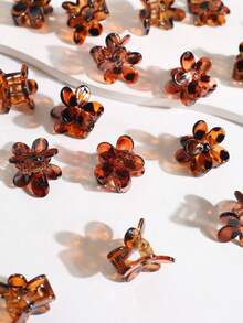 15/20/30pcs Mini Flower-Shaped Leopard Print Hair Claw Clips, Small Hair Clips For Braiding, Flyaway And Bangs - Multicolor - View 5