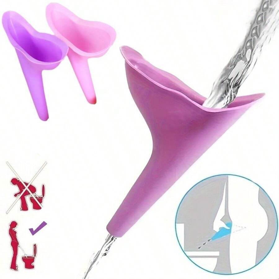 3pcs Women's Silicone Urinal, Portable Urination Bottle, Travel Urinal, Camping, Outdoor, Hiking Standing Female Urinal Silicone Funnel Urine Cup Portable Urinal, Women's Reusable Urination Funnel, Pregnant Women's Urinal, Outdoor Travel Women's Emergency Urinal - Multicolor - View 1