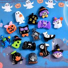 10 piezas de accesorios de resina de monstruos y fantasmas de Halloween mezcla aleatoria para decoración de Halloween, funda de teléfono, clip para el cabello, liga para el cabello, botella de agua, decoración del hogar, decoración del automóvil, decoración creativa, decoración del refrigerador, accesorio para el cabello, decoración de llavero, aretes del 4 de julio, pulsera de cuentas, collar de concha, pin de esmalte - mezcla aleatoria - Víspera de Todos los Santos - Ver 5