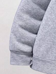 Boys' Letter Print Warm Hoodie And Sweatpants - Grey - View 3