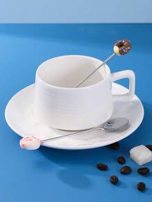2pcs Stainless Steel Donut Spoon & Fork Set Dessert Spoon Coffee Spoon Fruit Fork Tableware - Multicolor - View 8