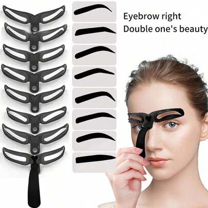 8pcs Reusable Eyebrow Stencil Kit, Eyebrow Drawing Template, Eyebrow Drawing Tool, Easy Eyebrow Drawing Tool For Beginners, 8 Shapes Eyebrow Shaping Template With Handle, Easy To Use Eyebrow Grooming Set, PVC Eyebrow Shaping Card, Create Perfect Eyebrow Contour, Eyebrow Trimmer, Makeup Tool, Cosmetics, Cheap, Women's Gift, Christmas Gift, Giveaway, Travel, Cheap Things, Travel Essential, Affordable Eyebrow Makeup Tool