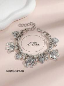 1pc Personalized Elephant Enamel Heavy Metal Vintage Chain Link Anklet Alloy Hollow Carved Elephant Anklet - Elephant Anklet - View 5