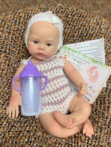 1 Pc 13 Inch Meadow Reborn Baby Girl Soft Silicone Doll With 2 Styles To Choose Lifelike & Anatomically Accurate Ideal Gift And Collectible - Multicolor - View 10