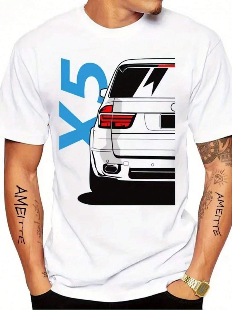 Introducing The New Classic German-Style Men's Collection X5Short Sleeve T Shirt,Suitable For Wearing In All Seasons.This Style T There Is On The Shirt E36 M5and E30Vehicle Model Pattern,There Are Also Options Suitable For Couples E34and E46Vehicle Model Options. - 白色 - 查看 1
