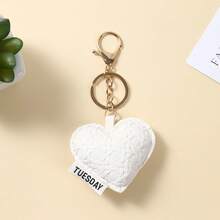 1pc Neutral Woven Heart-Shaped Leather Keychain, Cute Bag Charm, Versatile Accessory For Back To School Season - Multicolor - View 9