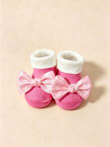 2 Pairs Sweet & Cute Bow Decor Color Block Elegant Short Socks For Baby Girls, Cuffed Socks, Candy Color Palette, Suitable For Full Moon Photo Shoot, As Gift - Multicolor - View 6