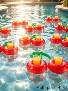 Cherry Shaped Inflatable Cup Holder PVC Floating Creative Beverage Cup Holder Design Suitable For Pool Party, Water Activities, Beach Party And Outdoor Activities Suitable For Beverages And Packaged Drinks Lightweight Inflatable Fun Decoration - Multicolor - View 7