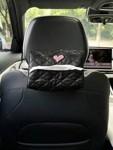 Creative Heart-Shaped Car Tissue Holder, Leather Material, Car Sun Visor Tissue Box, Armrest Tissue Bag, Seat Back Tissue Holder, Car Interior Accessory, Tissue Decorative Bag - Love - View 10
