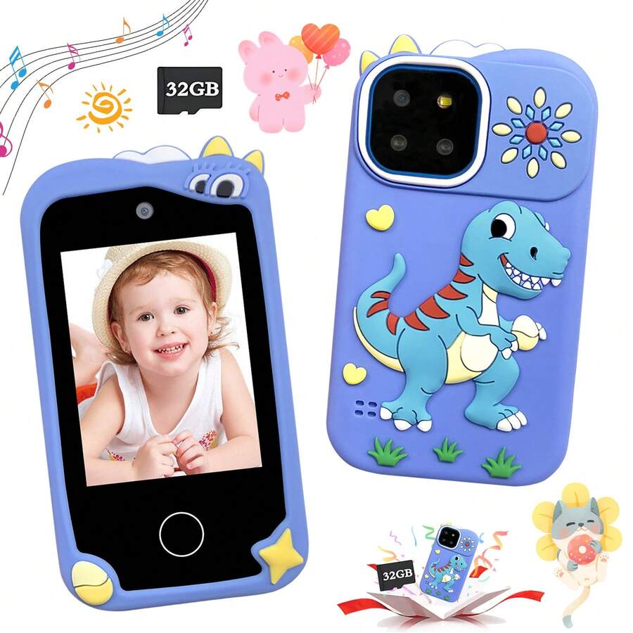 Kids Smart Phone Toy, 2.8 Inch HD Touch Screen, Dual Camera - Music, Camera, Video, Games & Flashlight, Perfect Christmas Birthday Gift