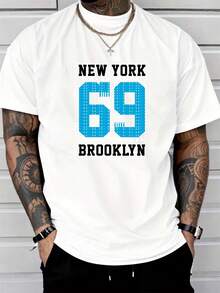 Men's Pure Cotton Short-Sleeved T-Shirt New York Brooklyn Print Casual Daily Basic Tee - White - View 6