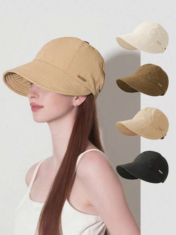 1 pieza Gorra de estilo japonés con protección solar, unisex, transpirable, cómoda y versátil, gorra de béisbol de moda, gorra suave y plegable con gancho para oreja, adecuada para uso diario y actividades al aire libre, gorra para mujer, protección UV, gorra para hombre, regalo