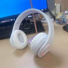 Leuchtende kabellose Over-Ear-Kopfhörer, bunte LED-Lichter, bequeme faltbare Kopfhörer mit Ohrmuscheln, integriertes Mikrofon, FM-Radio, SD-Kartenslot, kabelgebundene Verbindung, geeignet für Lernen/Tablet/Computer/TV/Handy, Geburtstags-/Jungen-/Mädchen-Geschenk, Reise-Essential - Übersicht 14