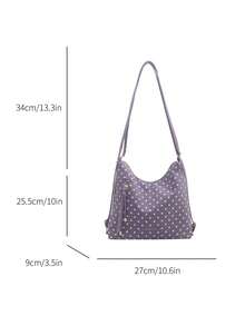 Women's PU Leather Shoulder Bag, Fashion Versatile Crossbody Bag, Handbag, Convertible Backpack Tote Bag - Purple - View 3