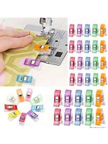 20/50/100 piezas de clips de costura de colores, clips de plástico multiusos para ganchillo, tejido y ropa, clips de unión de colores con cortador giratorio - Talla única - Ver 1