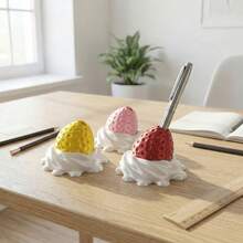 1pc Cute Strawberry Cream Pen Holder - 3D Printed Sweet Fruit Design, Desktop Storage Organizer, Beautiful Desktop Decoration, Suitable For Home Office, Perfect Gift For Dessert Lovers And Stationery Enthusiasts. - Multicolor - View 7