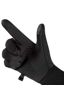 1 Pair Thermal Lined Warm Motorcycle Winter Riding Gloves, Full Finger Touchscreen Compatible, Suitable For Autumn/Winter Riding, Skiing, Outdoor Sports, Spring Gift For Family And Friends - Black Rib - View 6