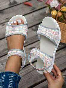2026 Summer New Women's Lightweight Sandals, Outdoor Sports Casual Women's Sandals, Breathable Non-Slip Beach Soft Sole Comfortable Slip-On Sandals, Thick Sole Maternity Shoes, Open Toe Knit Women's Shoes, All Black Kuku Shoes, Mom's Outdoor Shoes - Multicolor - View 3