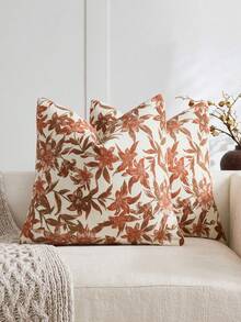 Milky White Base With Orange Flowers