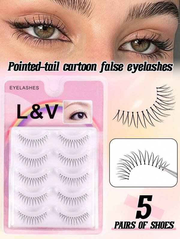 5 Pairs False Eyelashes, Full Strip Design, Upgraded Transparent Soft Stem, Natural And Clear, Defined Lashes, Lightweight And Soft, No Burden, Create Clear Korean And Japanese Girl Group Makeup Look, Reusable, Essential For Daily Commute, Convenient To Carry