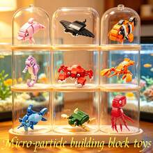9pcs Realistic Ocean Animal Micro Particle Building Blocks, Multiple Underwater Creature 3D Assembly Models, ABS Material Healing Desktop Entryway Decor, Educational Stress Relief Handmade Toy, Building Block Collection, Back To School Graduation Birthday Anniversary Children Holiday Gift - 彩色 - 查看 2