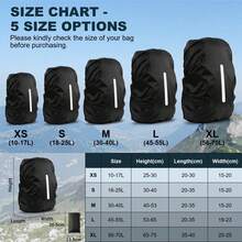 1pc 15-75L Black Backpack Rain Cover, Waterproof, Dust-Proof, Suitable For Outdoor Travel, Hiking And Climbing Backpacks, Foldable, With Reflective Strip, Suitable For Outdoor, Climbing, Commuting, School, Home, Travel Storage - A - View 2