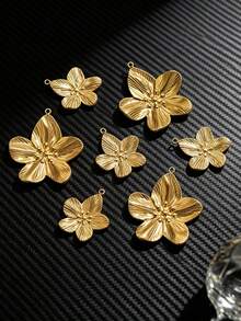 5pcs Stainless Steel 18K Gold-Plated Charms: Fashionable Heart-Shaped Flower Pendant Necklace And Earrings-DIY Jewelry Making Bag Charms Trinkets - Pendants - View 7