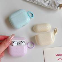 Set Casing Earphone Minimalis Motif Polkadot Pink + Cincin Gantung Kompatibel dengan Apple AirPodsPro2/AirPodsPro/AirPods4/AirPods3/AirPods2 - Latar belakang kuning dengan bintik-bintik - View 5