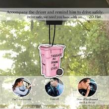 Cartoon Pink Wheel Trash Can "THOUGHTS AND OPINIONS OF OTHERS" Hanging Car Air Freshener - A - View 6