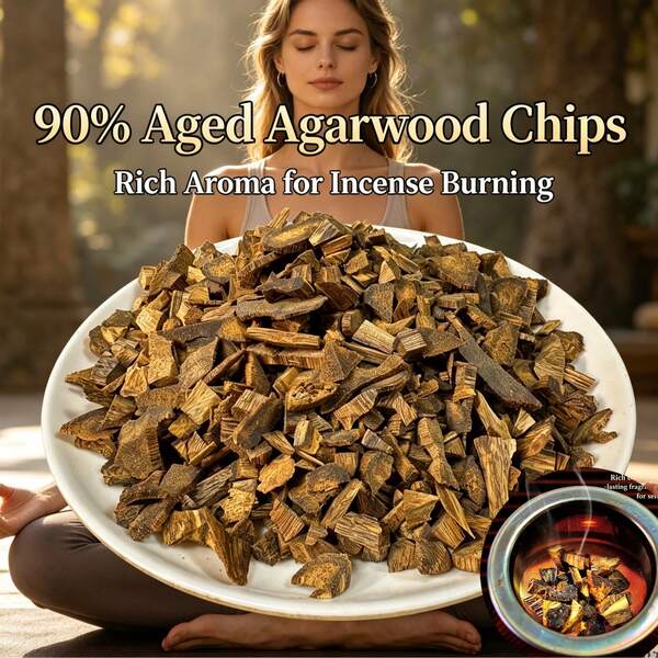 Cultivated Agarwood Suitable For Electric Incense Burners, Aromatherapy, Meditation, Car Fragrance, Sleep Aid, Stress Relief, Agarwood Chips. Long-Lasting Rich, Sweet Fruity, Cool Aroma. Hand-Selected, Suitable For Home Indoor Fragrance, Spiritual Yoga, Relaxing Mood, Calming Atmosphere Fragrant Wood Pieces, Used For Home Aromatherapy