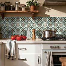 24PCS Peel And Stick PVC Tile Stickers, Different Style Patterns, Waterproof, Oil-Proof, Stain-Resistant, Removable, No Residue, Suitable For Living Room, Kitchen, Bathroom, Toilet, Home Wall Decoration Renovation, DIY, Matte Texture, Size 10/15/20CM - FHZ-05 - View 3