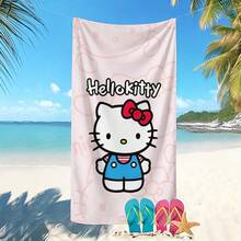 1 pieza Toalla de playa con temática de Hello Kitty rosa - Un artículo imprescindible con temática de dibujos animados diseñado para la playa, natación, camping al aire libre y viajes. Esta toalla de playa de gran tamaño tiene excelentes propiedades de absorción y secado rápido, lo que la convierte en una opción ideal para viajes, juegos en la piscina o baño en casa. - Multicolor - Ver 2