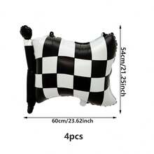 4pcs Black And White Checkered Flag Shaped Balloons, Suitable For Racing Theme Formula Racing Theme Party Decoration Props Balloons - View 4