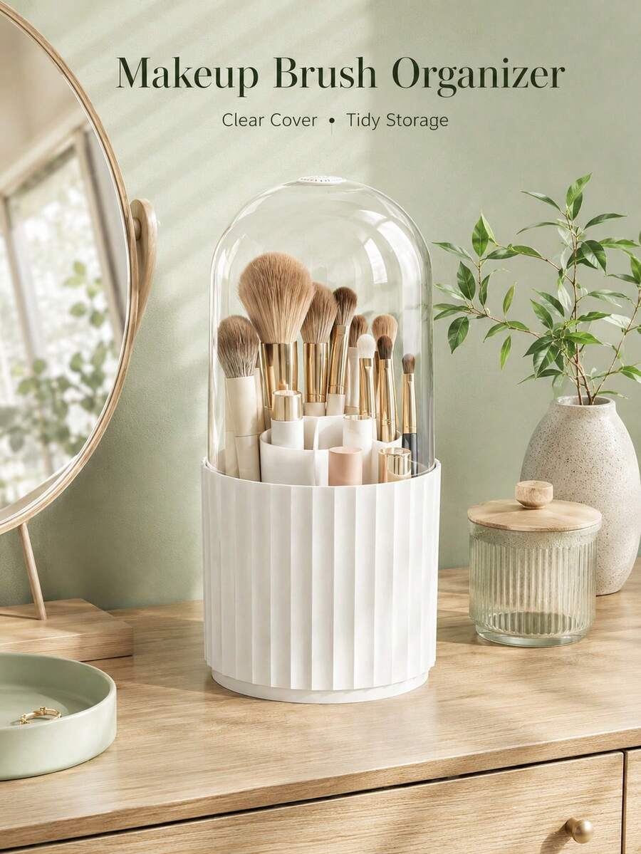 Minimalist Beauty Storage With Divided Compartments To Stop Clutter Modern Acrylic Makeup Brush Holder For Urban Professionals Compact Vanity Decor Ideal For Bathroom Countertop To Hold Eye Shadow Brushes