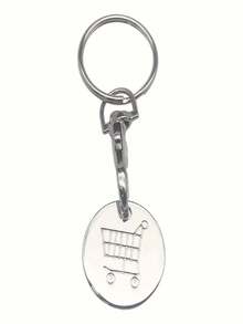 4pcs Stainless Steel Supermarket Shopping Cart Token Keychain/Anti-Loss Token Set Keychain Pendant/Keychain Design/Perfect Decorative Keychain Ready For Use/No Coins Needed/Ideal Gift For Mother's Day Or Christmas - Set - View 2