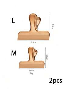 1pc Luxury Gold Stamping Stainless Steel Clip, Versatile For Food, Documents, Office Supplies, Back To School - Gold - View 18