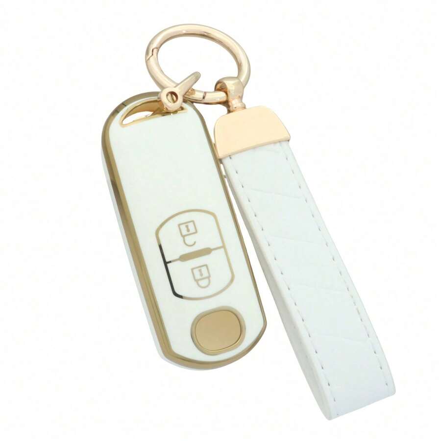 2-Button Car Key Shell Keychain Cover Compatible With CX-3, CX-5, CX-7, CX-9, Speed, Miata, MX5 2-Button Remote Key Accessories Premium High-End Key Pouch Unisex