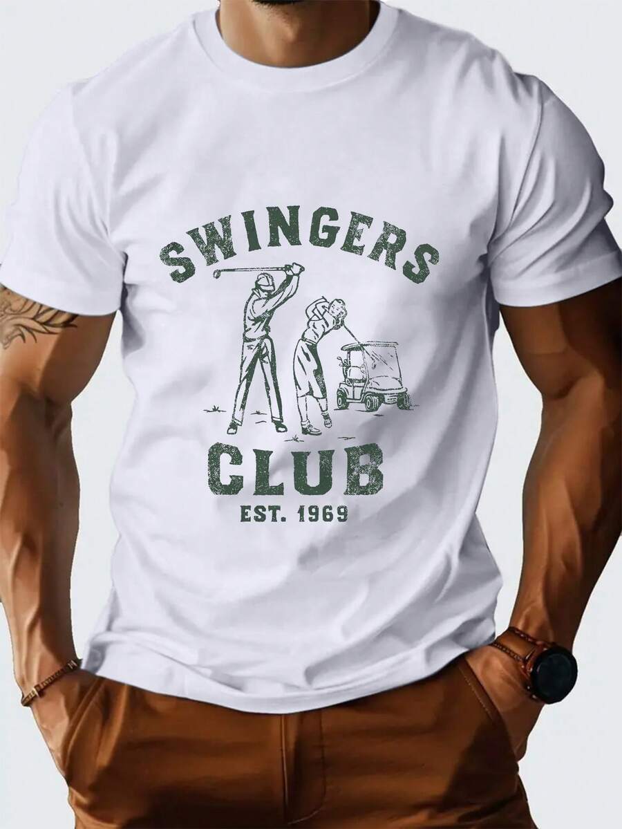Men's Short-Sleeved Golf T-Shirts With Printed Designs For The Spring And Summer Seasons. - White - View 1