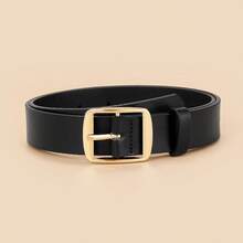 1pc/3pcs Gold Square Buckle PU Belt - Black - View 8