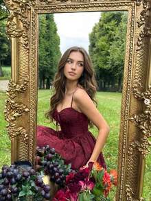 Women Midi Dresses - Bordeaux - View 4