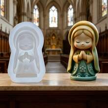 New Praying Angel Girl Silicone Mold, 3D Angel Mold For Scented Candles, Gypsum & Resin Ornaments, DIY Handmade Mold For Festival Gifts - A-White - View 4