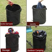 1pc Black Portable Foldable Trash Can, Oxford Cloth Garden Bucket, Outdoor Camping Tent Trash Can, Foldable Gardening Equipment For Collecting Leaves, Yard Waste, Lawn Debris, Patio Cleaning, Suitable For Summer Camping, BBQ, Picnic, Road Trip, Independence Day - Multicolor - View 9