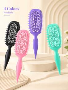 1pc Curly Hair Venting Comb, Solid Color Plastic Venting Styling Comb With Airflow Slots, Flexible Teeth, Pointed Tail Design, Suitable For Curly, Wavy And Thick Hair - Multicolor - View 2