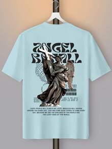 Men's T-Shirt With Angel Print - Blue - View 2