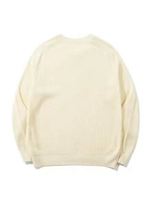 LOOKUN Autumn Winter Solid Color Low Neck Unisex Daily Commute Casual Home Pullover Round Neck Long Sleeve Base Layer Outerwear Short Knit Sweater Top - Apricot - View 7