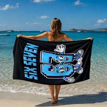 1pc Pixel Style Six Seven Cartoon Number Print Beach Towel, Quick Dry And Absorbent, Suitable For Bathroom, Beach, Pool, Gym, Multi-Purpose Use - Multicolor - View 7
